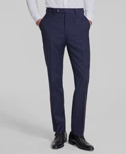 Calvin Klein Men's Blue Slim-Fit Wool-Blend Plaid Suit Separate Pant 30W 32L