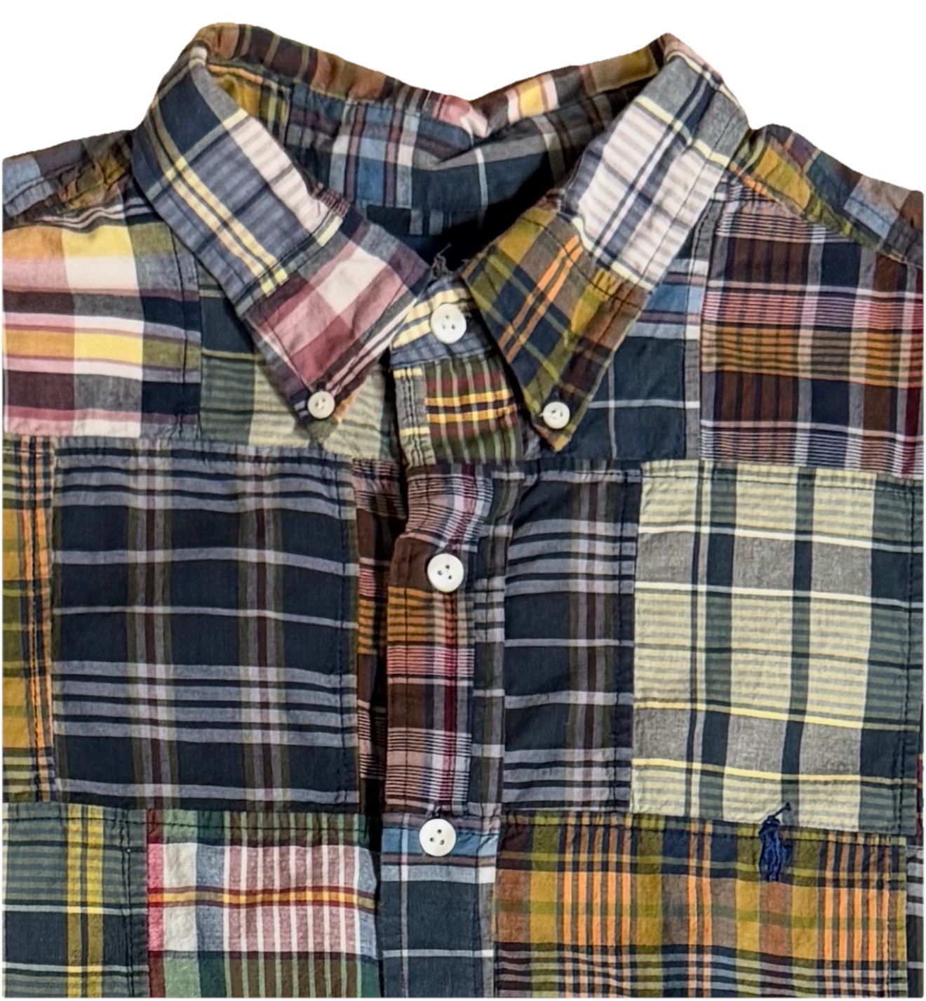 Ralph Lauren Patch Work Madras Button Down Shirt … - image 1