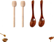 4 Pack Wooden Honey Dippers,Spiral Honey Sticks,Wooden Honey Spoons,For Honey, J