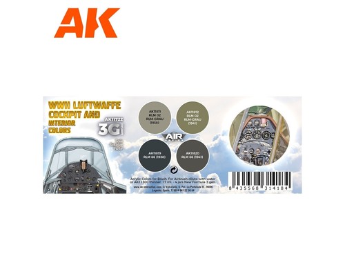 AK Interactive - 3rd generation - Acrylic paint set WWII Luftwaffe Cockpit & Int - Picture 2 of 2