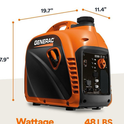 Generac GP2500i Inverter Generator 2500W/2200W 53 dB 48 lb Orange/Black