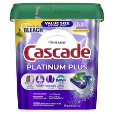 Cascade Platinum Plus Dishwasher Pods, Dish Detergent 62 Count Pack of 1 