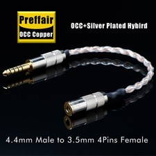 4.4 mm Balanced Male To 3.5 mm Balanced Female Headphone Cable Gold Plated Plug