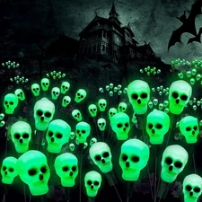 2 Pack LED Solar Skull Light Garden Outdoor Waterproof Halloween Decor Lamp USA