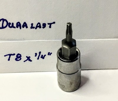 Duralast T8 x 1/4'' Dr  Star Bit Socket 50-600  Free  USA Shipping