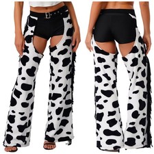 Women Chaps Open Front Bottoms Long Leggings Cowboy Trousers Stage Performance