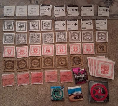 Huge Lot Of Guitar, Bass, & Ukelele Strings (Ernie Ball/D'Addario/Martin/Elixir)