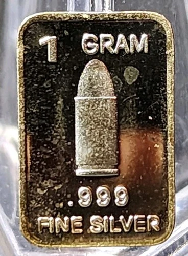 1 Gram .999 Fine Silver Art Bar Ingot. Bullet. Fun Way Dip Into Investing.