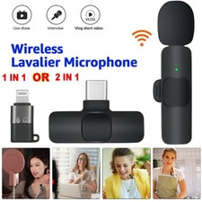 Wireless Lavalier Microphone Mini Audio Mic for Video Recording iPhone Android