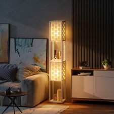 HOMCOM Stehlampe, Stehleuchte mit 2 Fächern,...