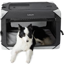 Lesure Collapsible Dog Crate - Portable Travel Kennel for Large Dog, 4-Door P...