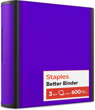 Better 3-Inch D-Ring Binder Purple   Heavy-Duty 3-Ring Binder for Sch