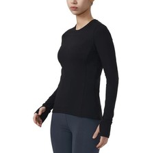 Spyder Active Women's Long Sleeve Zip Pocket Thumb Slit Stretch Top Black, Med