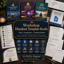Workshop Handout Template Bundle Seminar Word Google Docs 3 Editions Editable