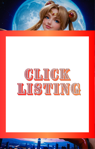 2026 Fantasy of Cosplay comic cover with Sailor Moon in white outfit, red box text "CLICK LISTING" and orange banner.