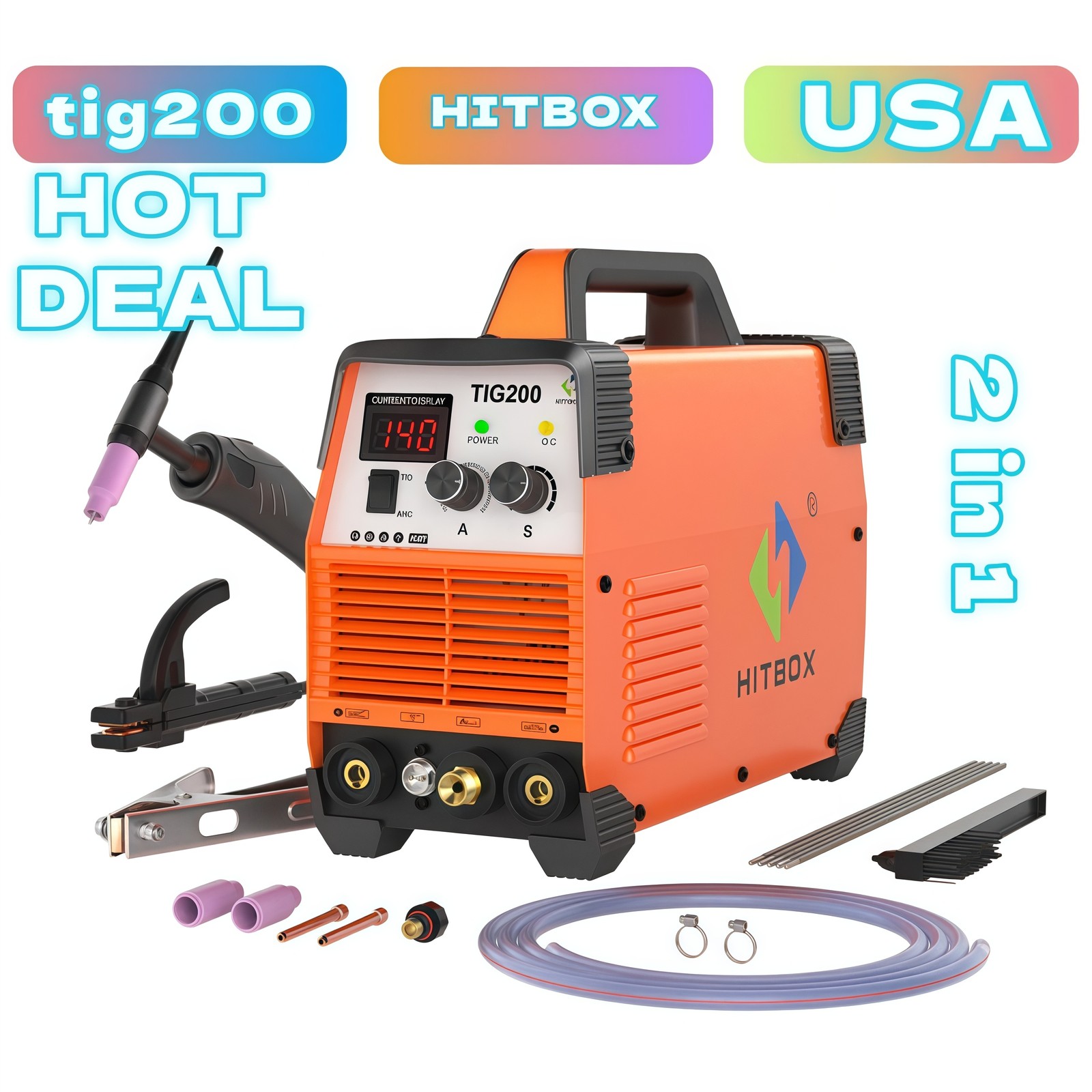 110v&220v Hf Tig/mma 2 In 1 Welder Machine With Post Gas