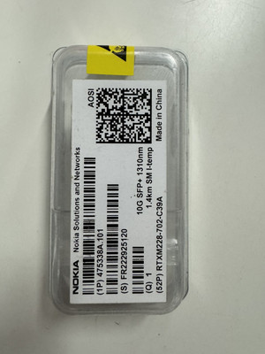 Nokia AOSI 10G SFP+ Optical Module 1310nm 1.4km SM M-Temp Class 1 Laser, New