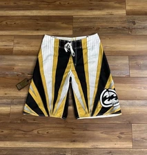 VTG Billabong Board Shorts Mens 31 Yellow Gold Andy Irons Samurai Rising Sun Y2K
