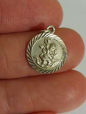 Vintage SILVER St Cristopher Tiny Pendant or Charm 1.4g#