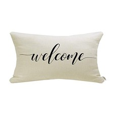 Farmhouse Pillow Covers with Quote 12" x 20" Farmhouse Rustic D cor Welcome