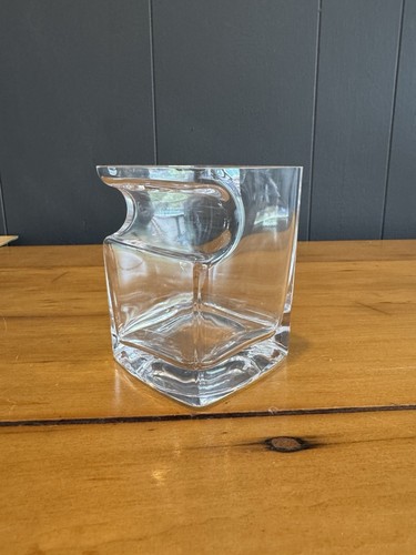 Modern Square Whiskey Glass with Curved Cutout - Unique Designer Rocks Glass