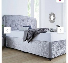 Image of Crushed Velvet Elasticated Divan Bed Base Cover Double & King Size Frame Wrap