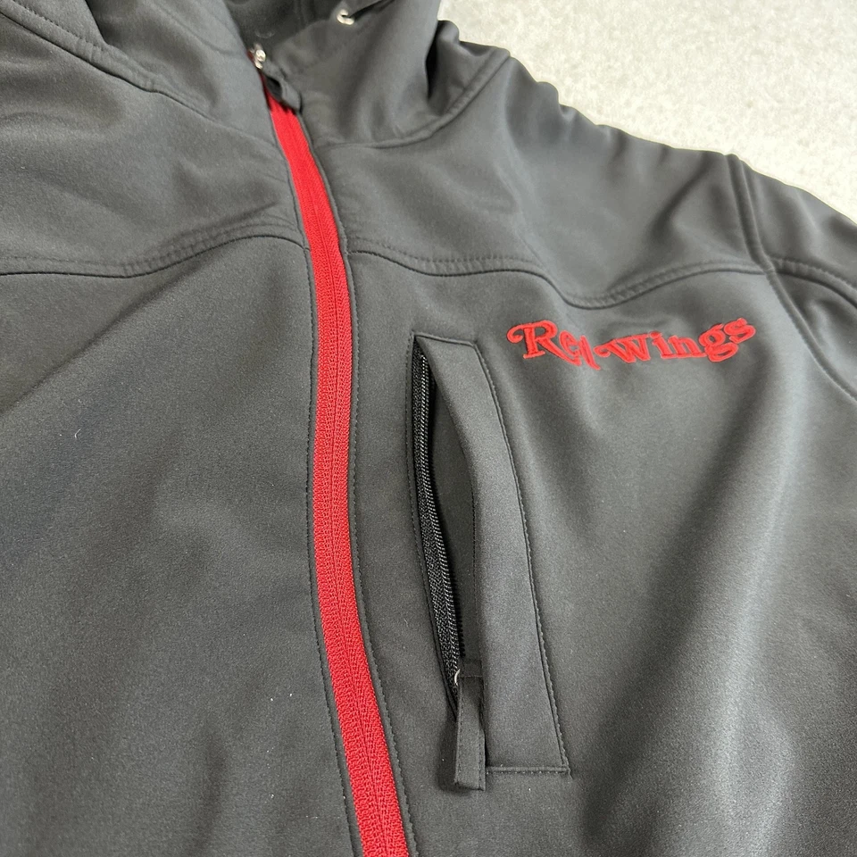 Detroit Red Wings Jacket Mens Medium Black Red NHL Hockey Softshell Hooded Coat - Image 4 of 4
