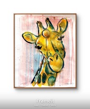 Warm Giraffe Painting By Alannah Dyer- Acrylic 8.5x11 in Beautiful Africa