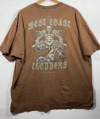 West Coast Choppers Jesse Who T Shirt Mens 2XL Brown Skull Snake Motorcycle