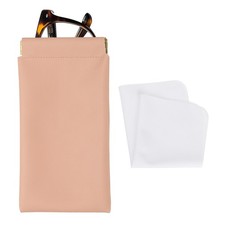 Squeeze Top Sunglass Pouch, Leather Soft Eyeglass Pouch, Pink