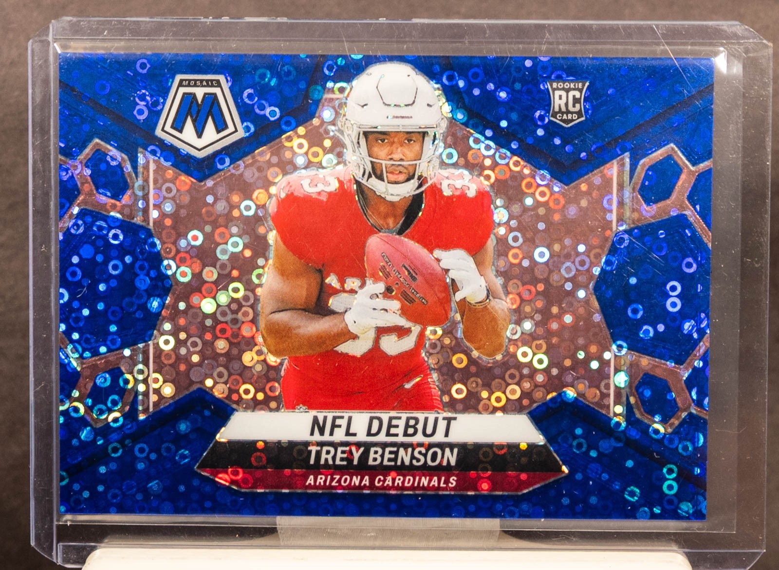 Trey Benson 2024 Panini Mosaic 277 No Huddle Blue Prizm Rookie RC /75