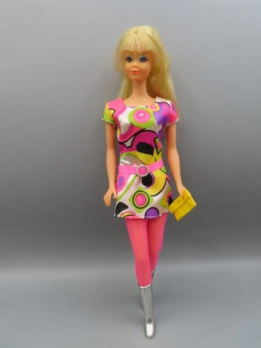 Vintage Sixties Fun Barbie Doll dress silver boots purse pink nylons NO DOLL