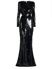 Stella McCartney Sequin Open Back Dress Black Size 4-6 Saks