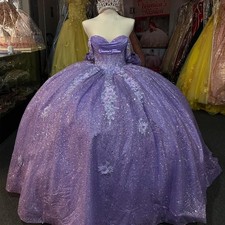 Lavender Lilac Quinceanera Dresses Ball Gown Sequins Lace Applie Beading Corset 