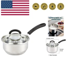 Elegant 1-Quart Stainless Steel Saucepan with Lid - Perfect for Everyday Cooking