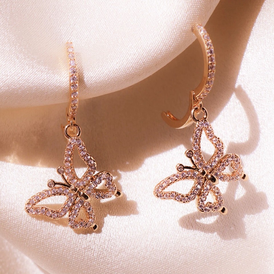 Gold Plated Butterfly Tasselled Drop Earring For Women