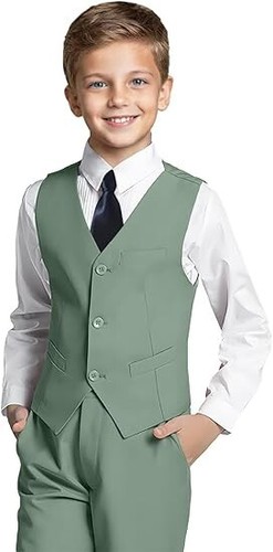 Boy Suit Two Piece Sumemr Formal Wear For Kids Wedding Groom Birthday Vest Pants - Picture 4 of 27
