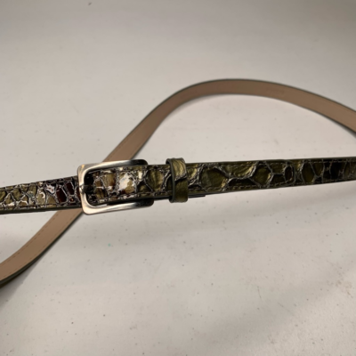 Cole Haan Womens Adjustable Belt Beige Green Snakeskin 
