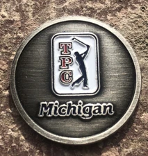 New - TPC - Michigan - 1" Metal Golf Ball Marker - Sharp!