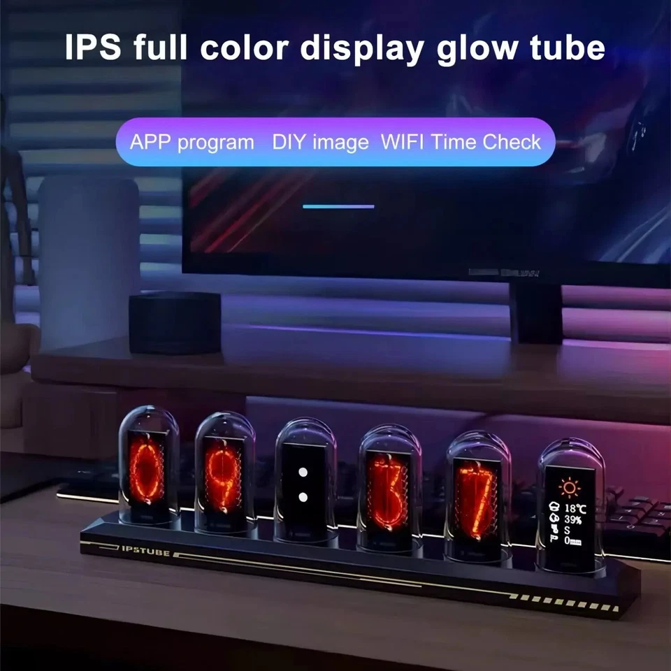 Reloj Tubo RGB Nixie IPS Imágenes LED Brilla Pantalla a Color Hágalo Usted Mismo Escritorio Digital Juegos Foto 2 de 4