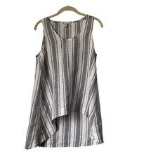 Saks fifth avenue women’s 100% linen striped sleeveless tops blouse size S