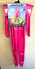 NEW Kids Minecraft Classic Armor Pink Halloween Costume Jumpsuit w/Mask L 10-12