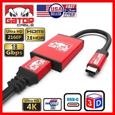 USB-C to HDMI HDTV Cable Adapter 4K Audio Video AV 60Hz 18Gbps Phone Mac PC 3FT