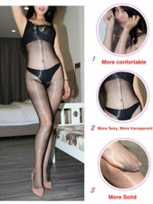 1D Bodystocking Pantyhose Sheer Oil Shiny Glossy Catsuit Silky Bodysuit-3 Way