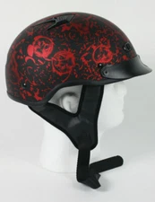 RODIA DOT Vented Flat Red Boneyard Graphic Motorcycle Helmet