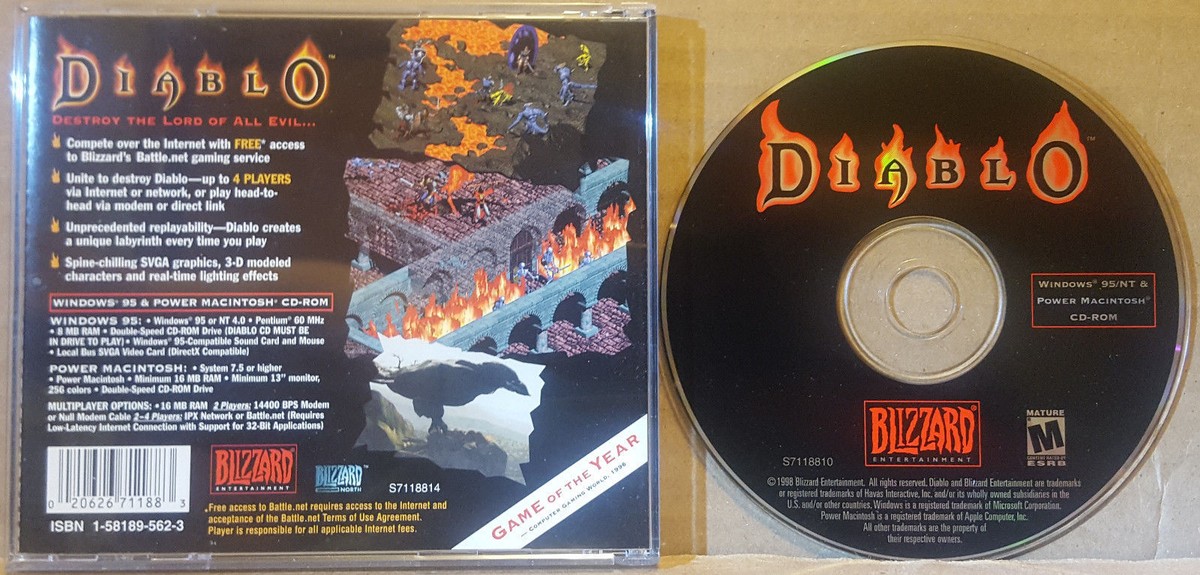 ディアブロ　DIABLO Win98 95 NT Macintosh DIABLO 1 Big Box PC Game Windows 95 (1st Year Print) NEW | eBay