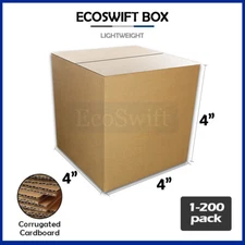 1-200 4x4x4 "EcoSwift" Cardboard Packing Mailing Shipping Corrugated Box Cartons