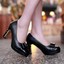 thumbnail 1 - Lady Patent Leather Block High Heels Bow Knot Women Round Toe Fashion Pump Shoes