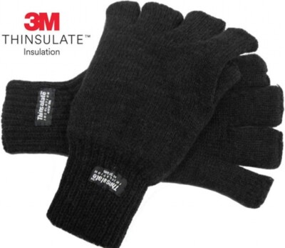 Men's Heat Guard Fingerless Thermal Gloves for Winter M-XL UK