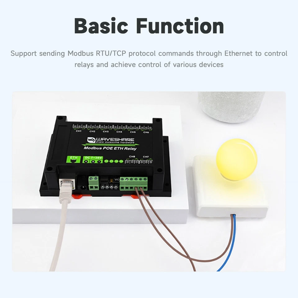 Industrial 8-Channel Ethernet Relay Module Modbus RTU/TCP Protocol Poe Ethernet - Image 2 of 4